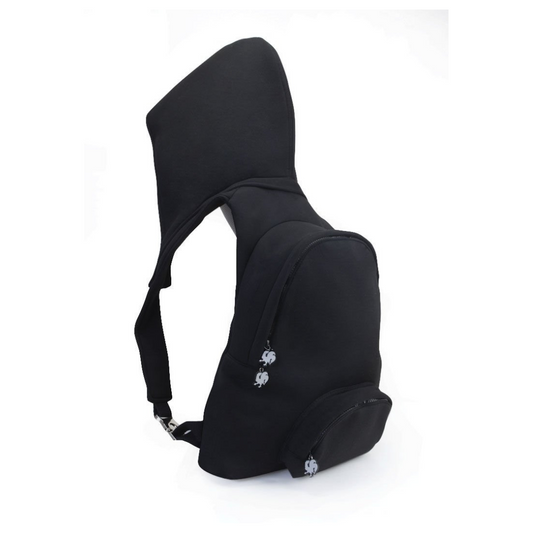 Morikukko Black Basic Grey Hooded Backpack