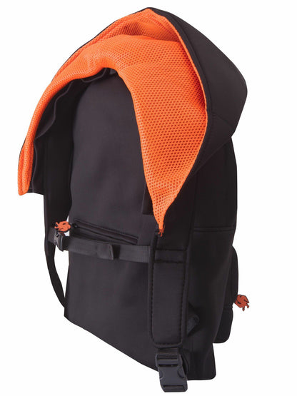 Morikukko Black Basic Neon Orange Kids Hooded Backpack