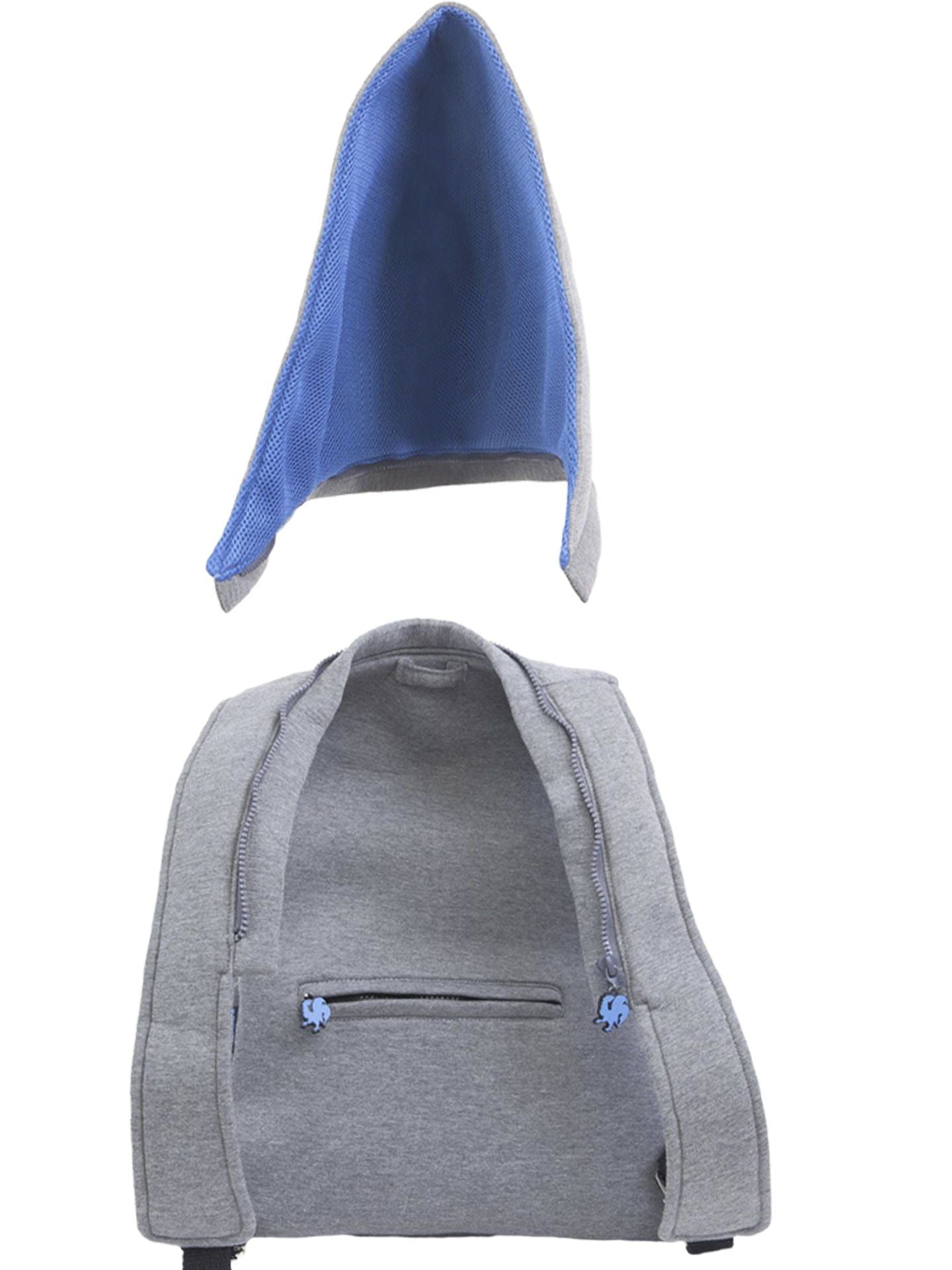 Morikukko Grey Basic Blue Hooded Backpack