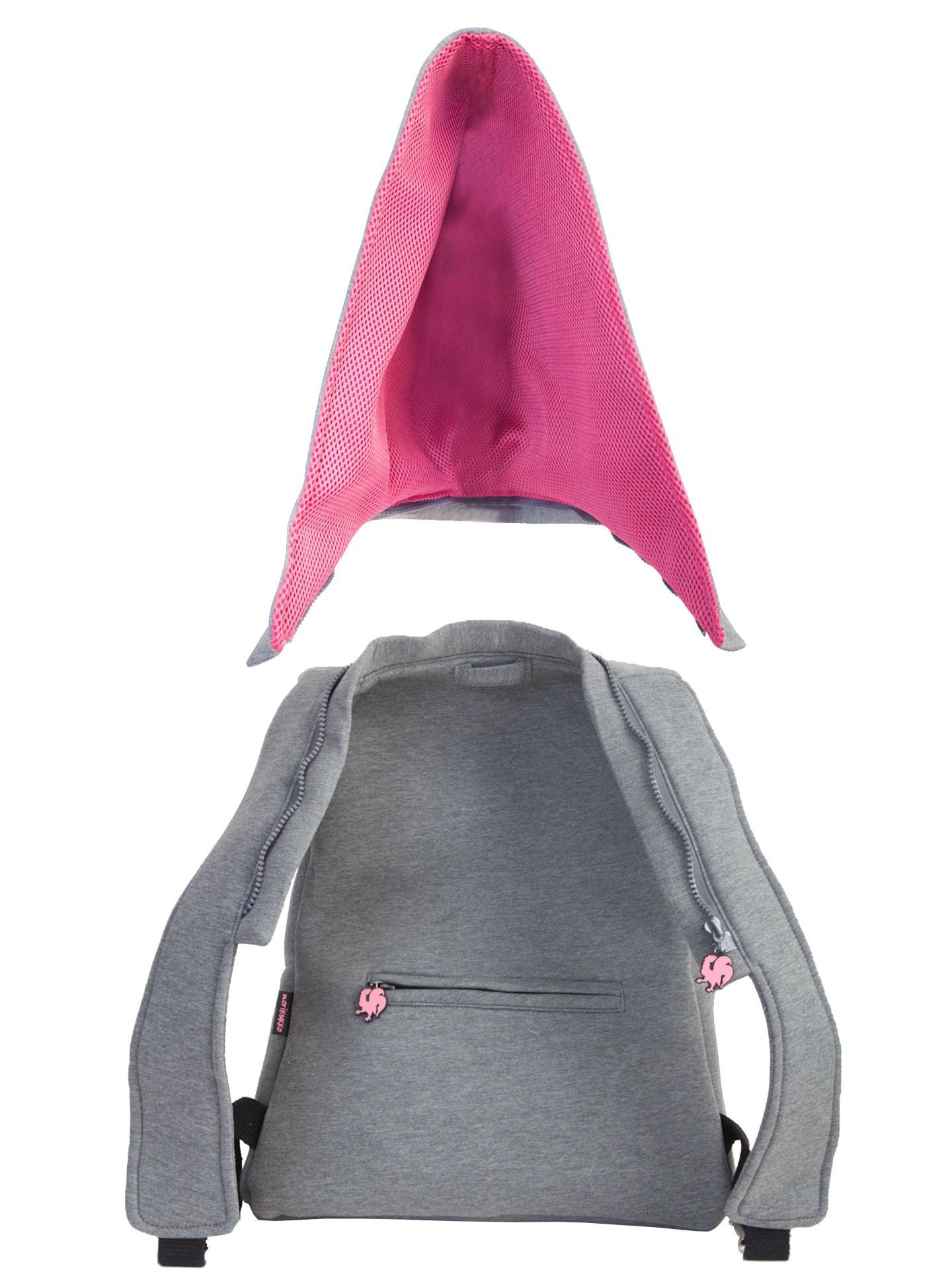 Morikukko Grey Basic Fuchsia Hooded Backpack