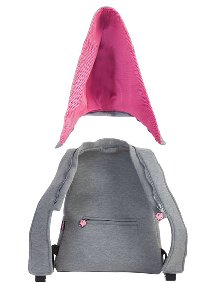 Morikukko Grey Basic Fuchsia Kids Hooded Backpack