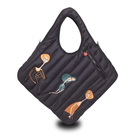 Morikukko Diagonal Tote Bag Modigliani Black Women's Shoulder Bag
