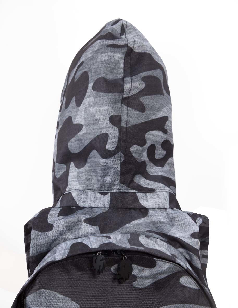 Morikukko Camo Basic Grey Hooded Backpack