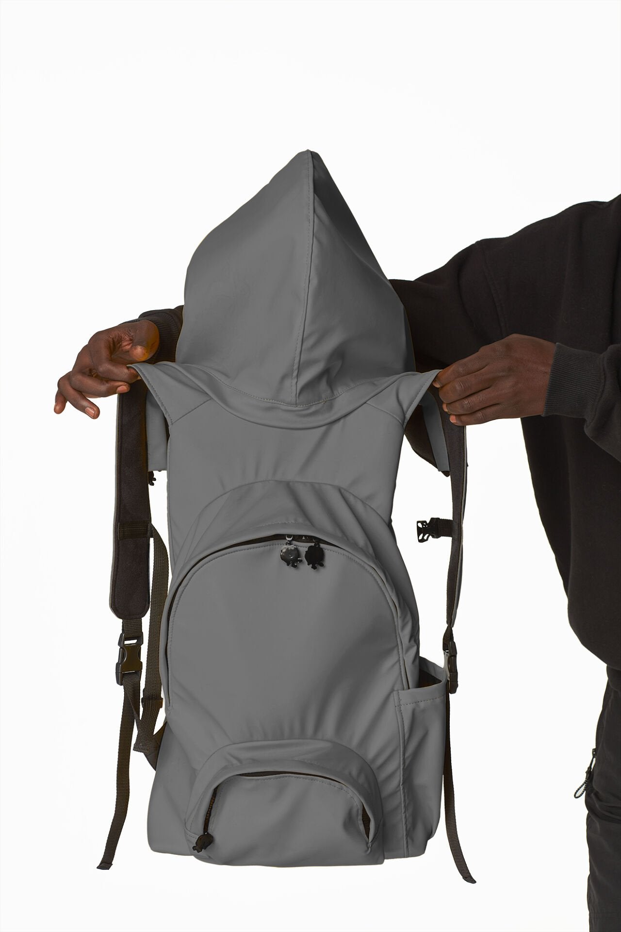 Morikukko Gummy Reflect Grey Hooded Backpack