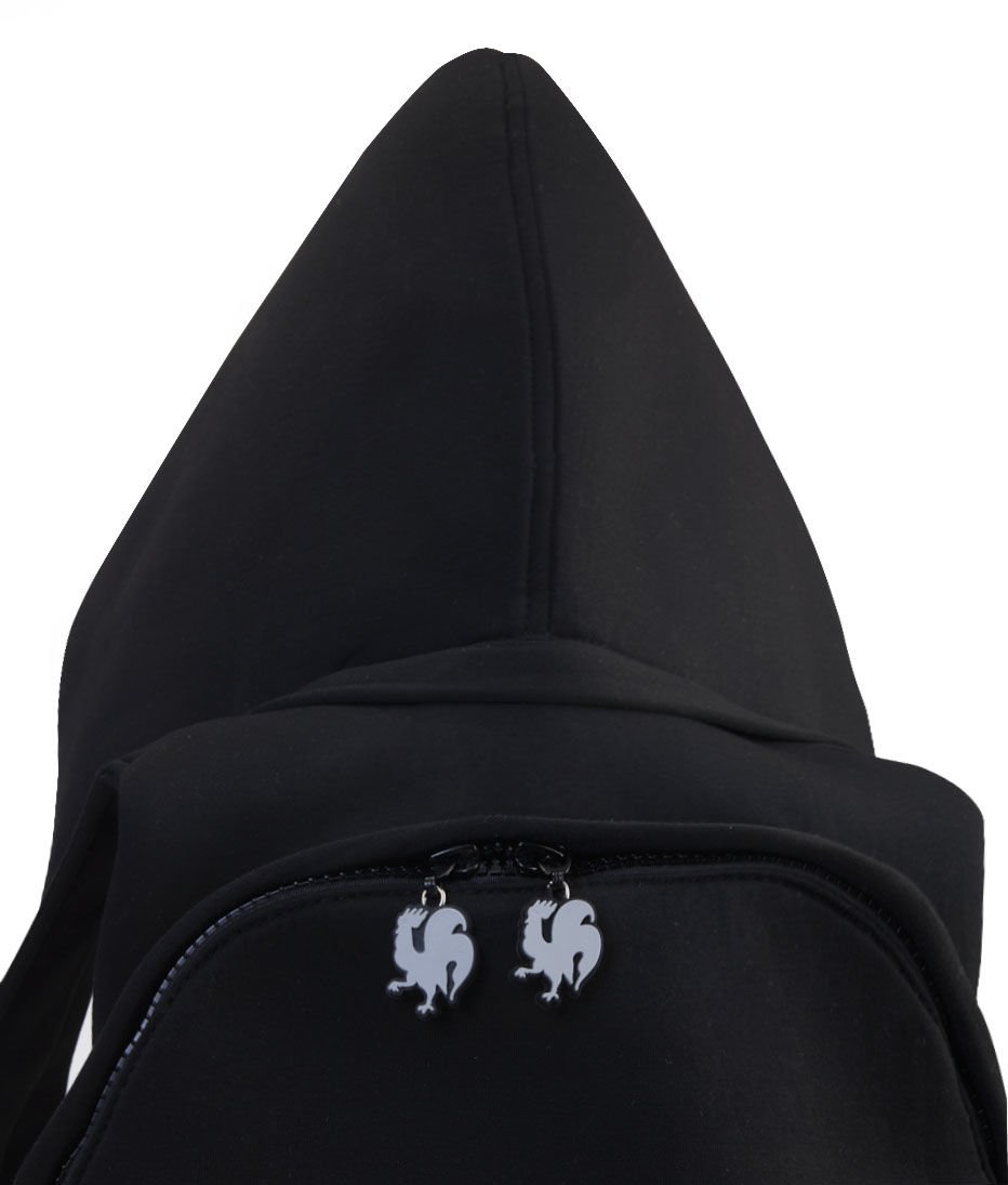 Morikukko Black Basic Grey Hooded Backpack