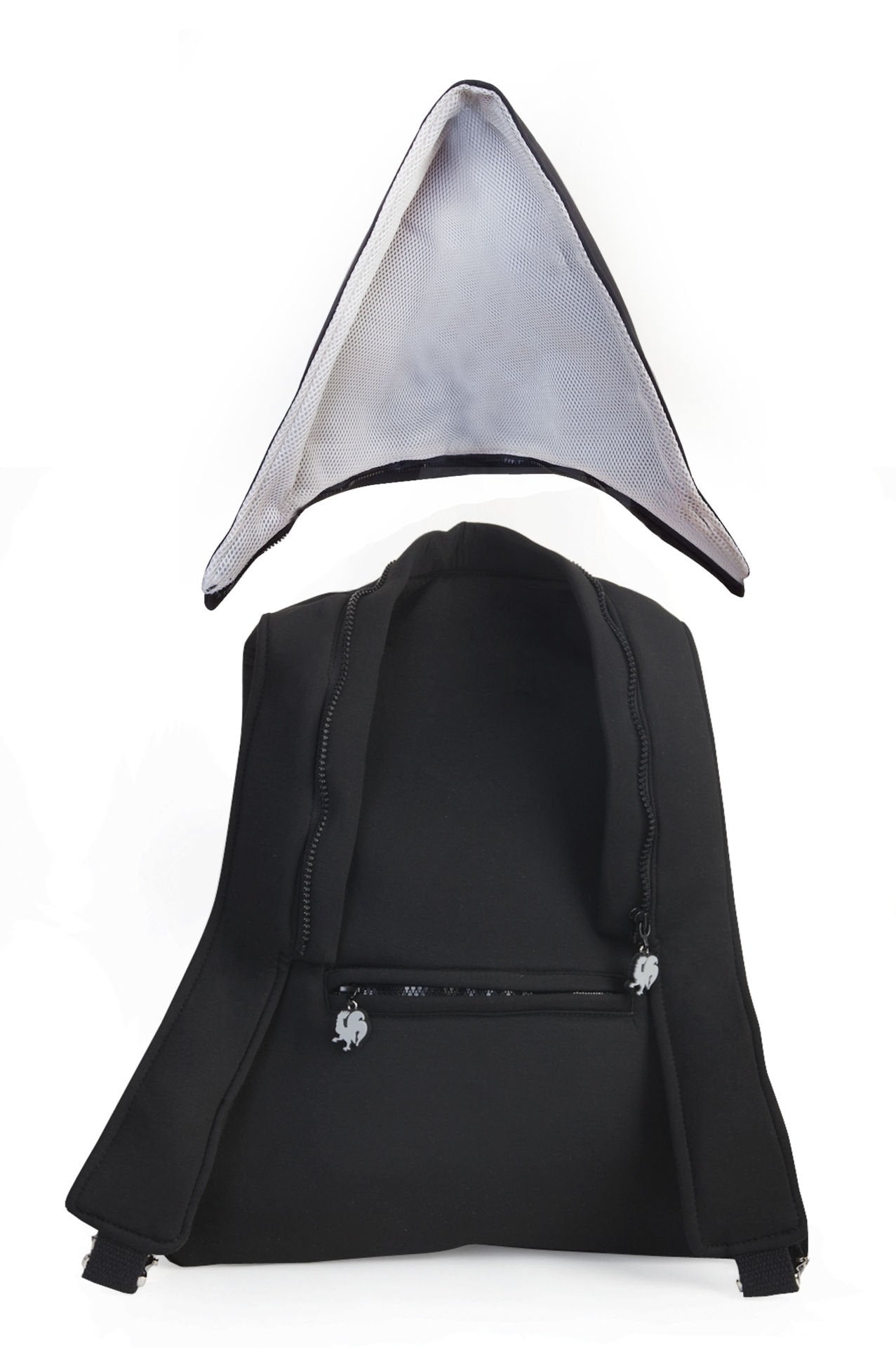 Morikukko Black Basic Grey Hooded Backpack
