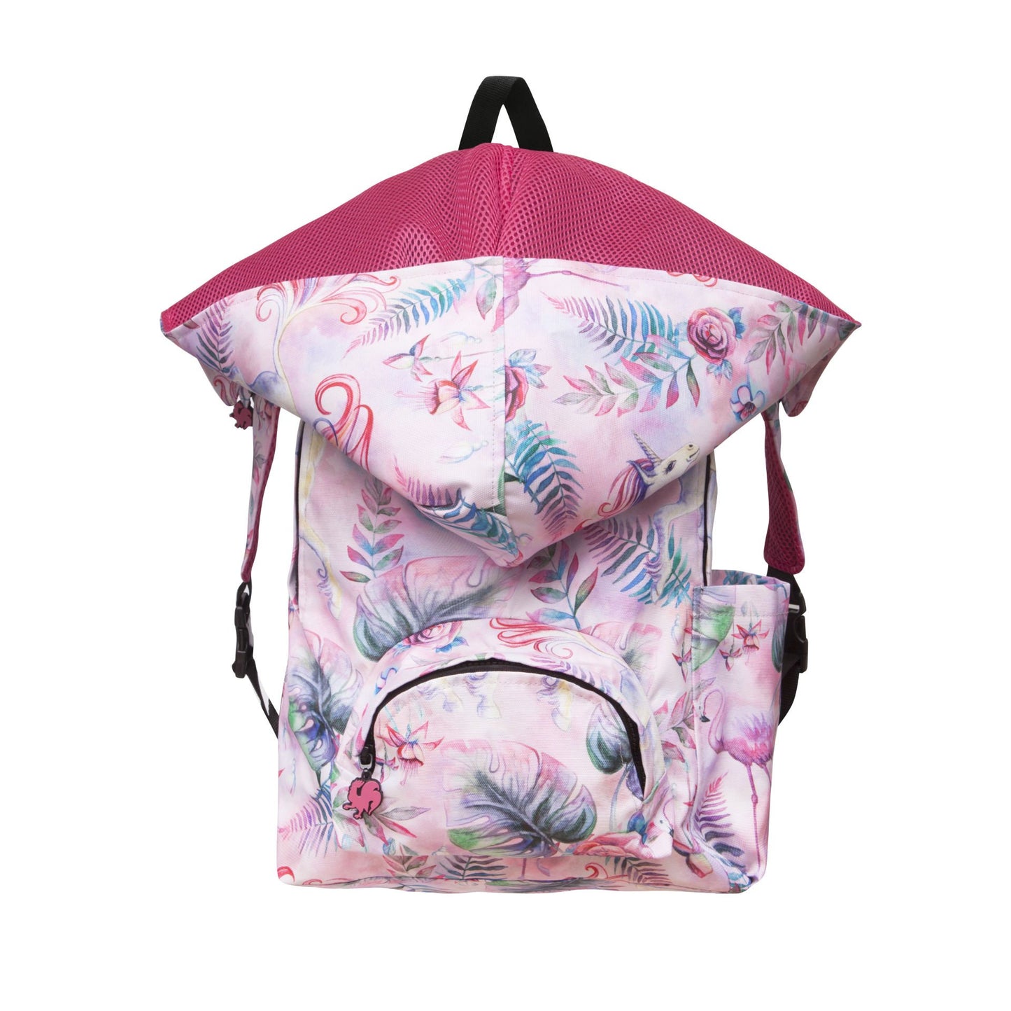 BACK TO SCHOOL FLAMINGO AND UNICORN HOODED BACKPACK