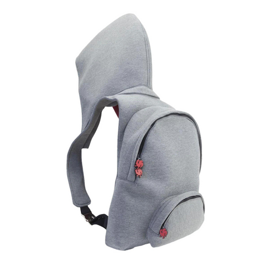Morikukko Grey Basic Red Hooded Backpack