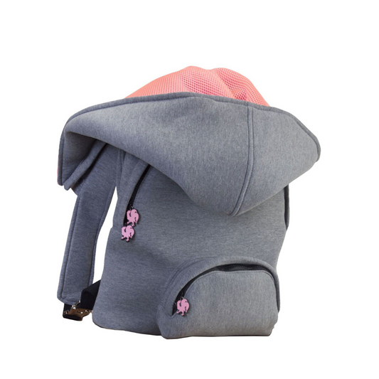 Morikukko Grey Basic Neon Pink Hooded Backpack