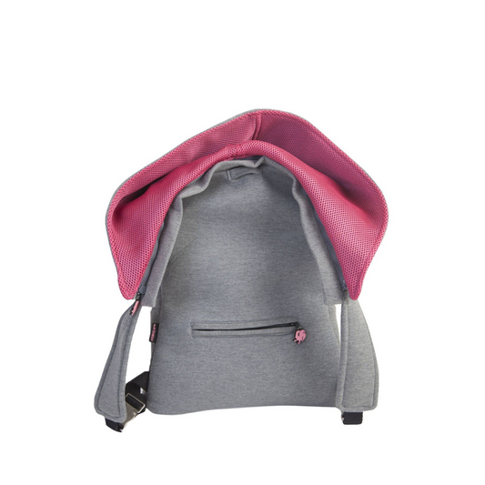 Morikukko Grey Basic Fuchsia Hooded Backpack