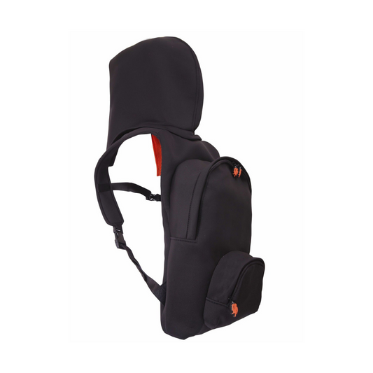 Morikukko Black Basic Neon Orange Hooded Backpack