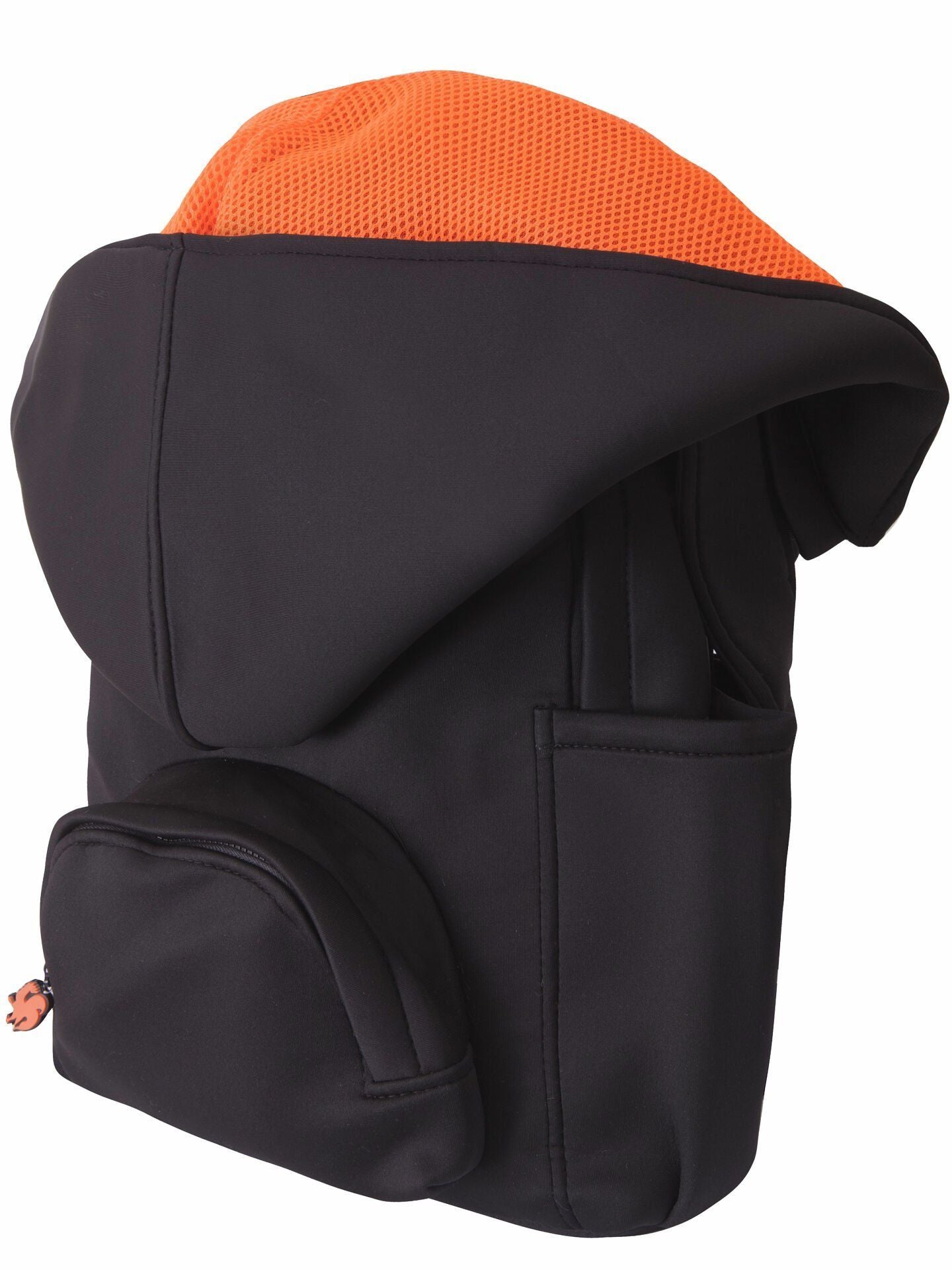 Morikukko Black Basic Neon Orange Kids Hooded Backpack