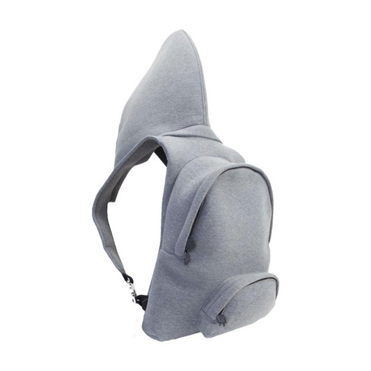 Morikukko Grey Basic Black Hooded Backpack