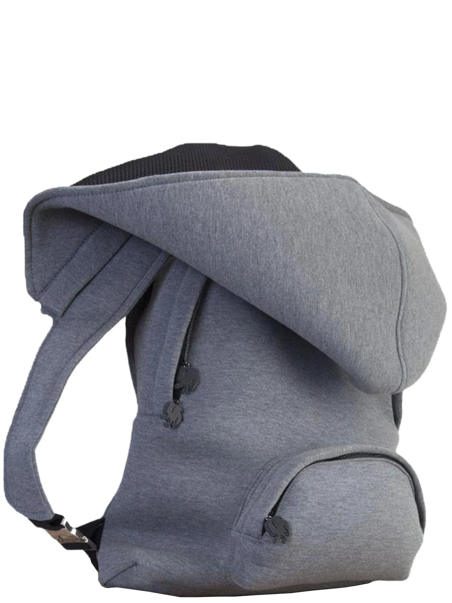 Morikukko Grey Basic Black Hooded Backpack