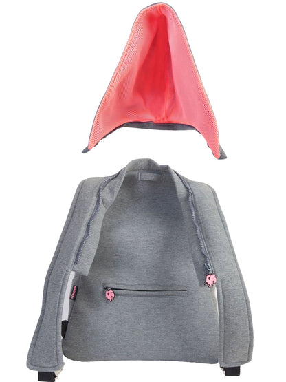 Morikukko Grey Basic Neon Pink Hooded Backpack