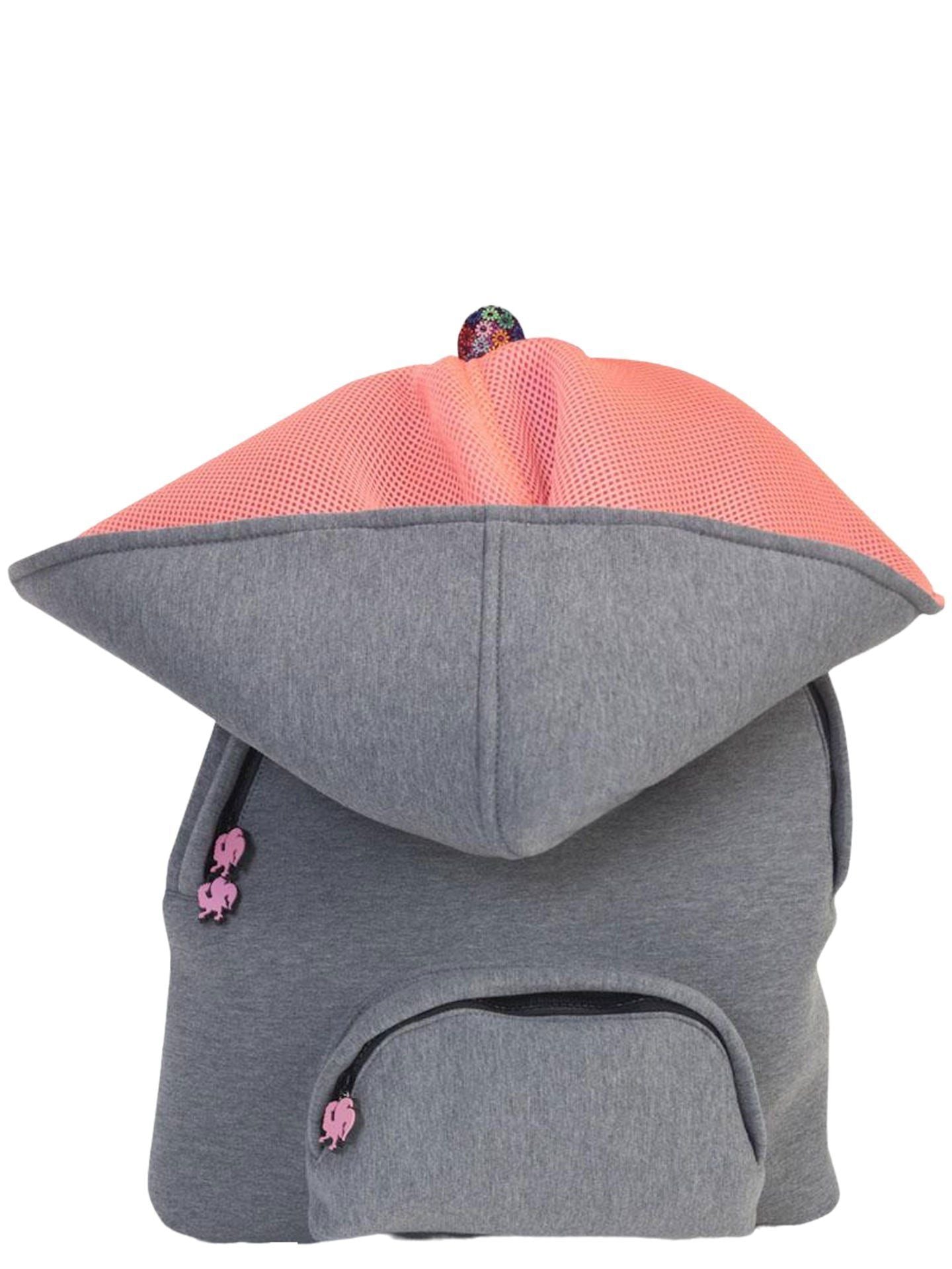 Morikukko Grey Basic Neon Pink Hooded Backpack