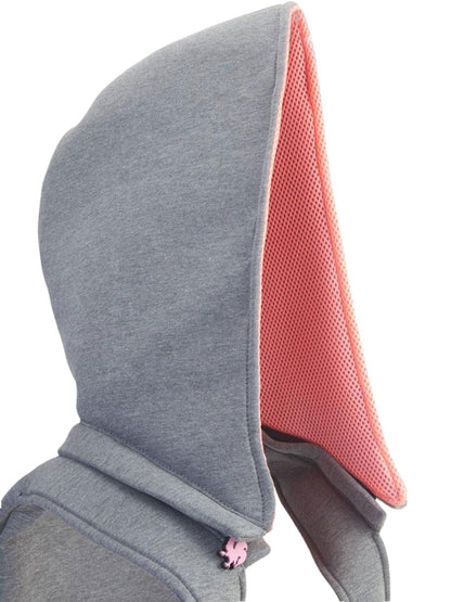 Morikukko Grey Basic Neon Pink Hooded Backpack
