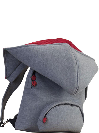 Morikukko Grey Basic Red Hooded Backpack