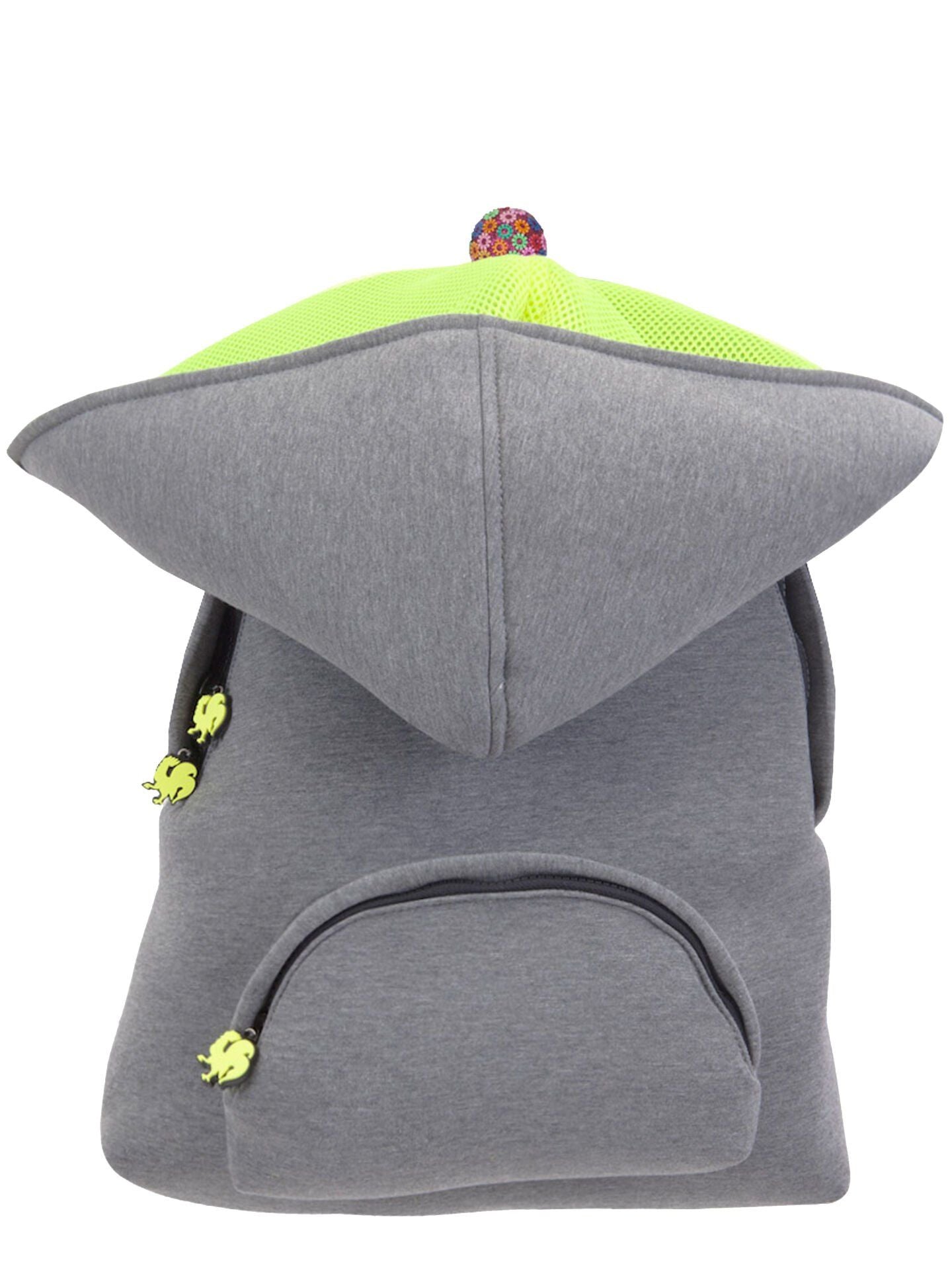 Morikukko Grey Basic Neon Yellow Hooded Backpack