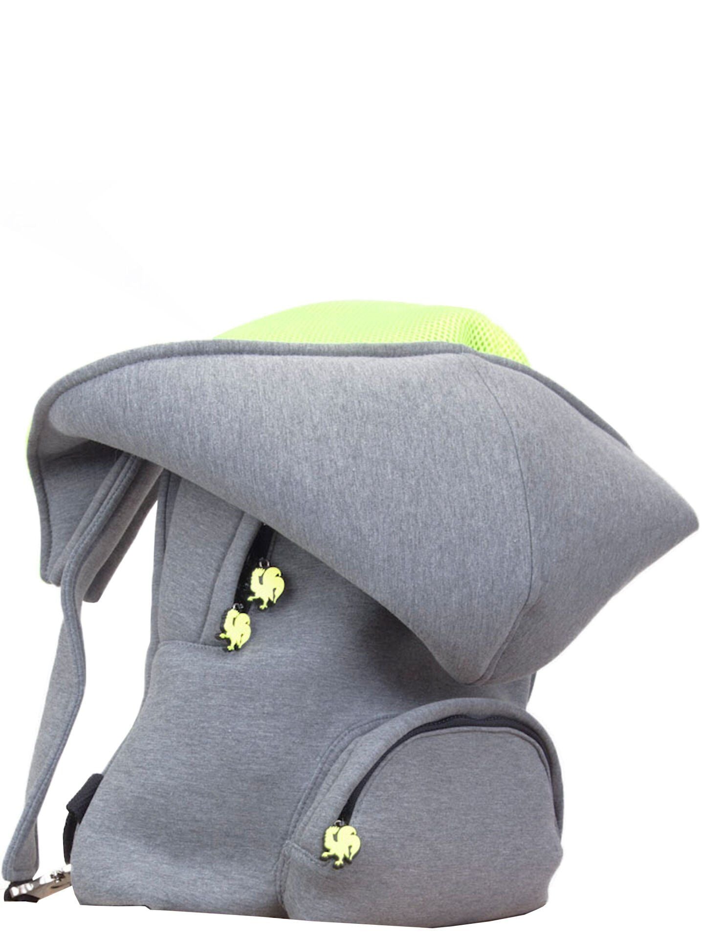 Morikukko Grey Basic Neon Yellow Hooded Backpack