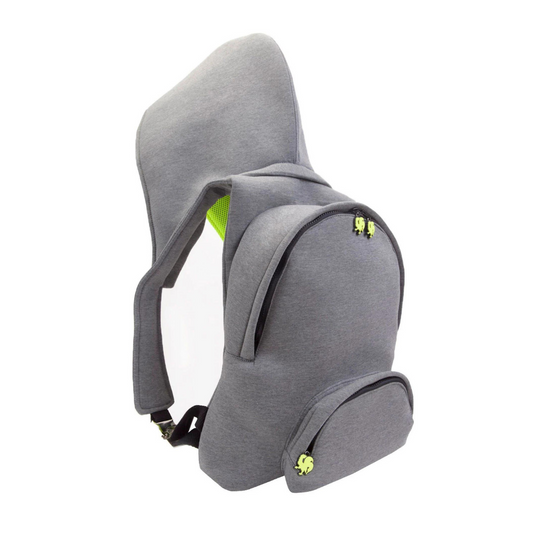 Morikukko Grey Basic Neon Yellow Kids Hooded Backpack