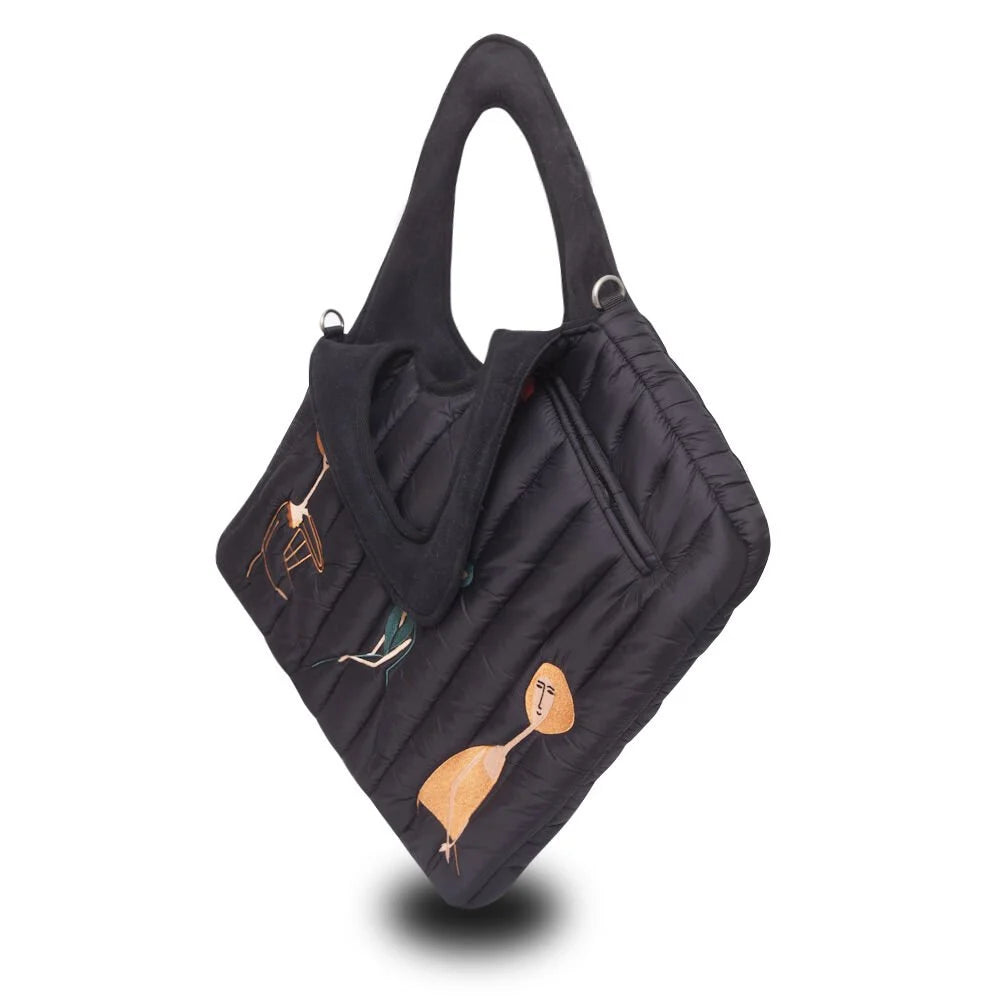 Morikukko Diagonal Tote Bag Modigliani Black Women's Shoulder Bag