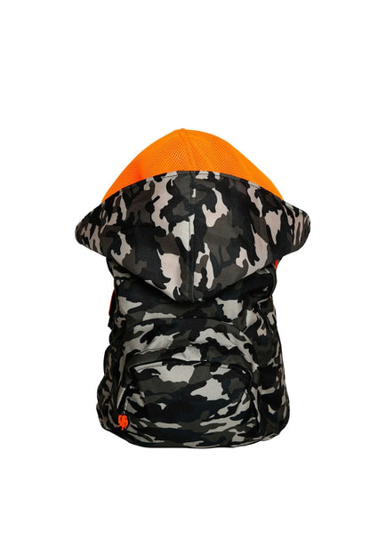 Morikukko Back To School Camo Neon Orange Hooded Backpack