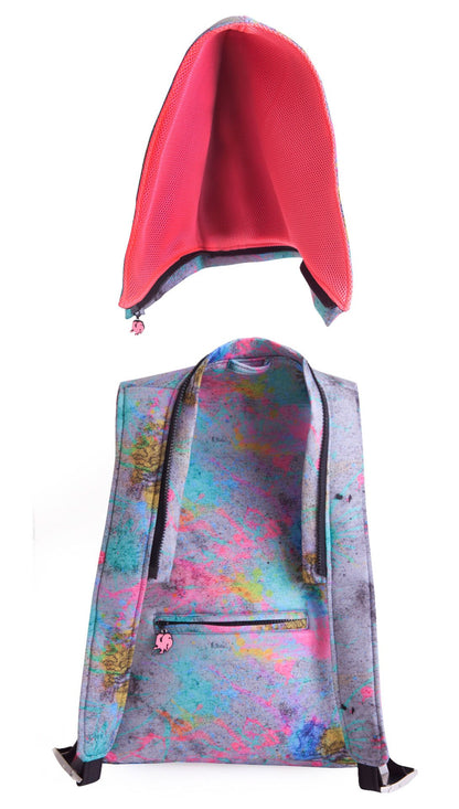 Morikukko Pollock Neon Pink Hooded Backpack