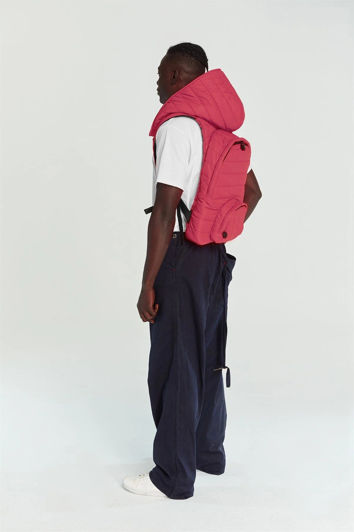 Morikukko Puffer Fuchsia Hooded Backpack